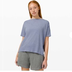 Lululemon Back in Action Short Sleeve Top in Heathered Water Drop